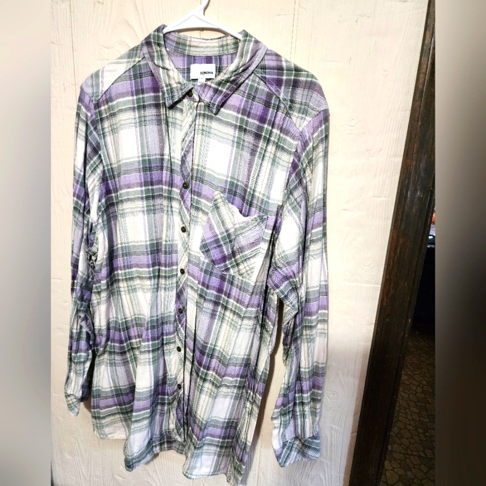 Sonoma Women's 3X Flannel Blouse